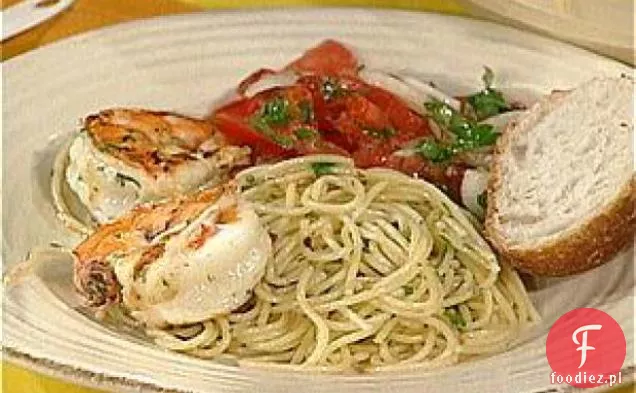Pikantne krewetki i Spaghetti Aglio Olio (czosnek i olej)