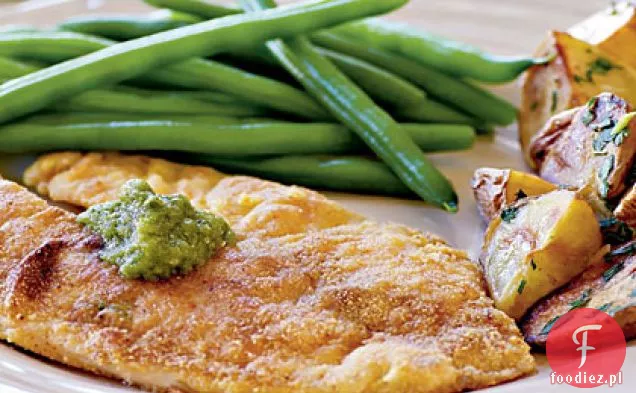 Tilapia z płatków kukurydzianych z salsą Tomatillo