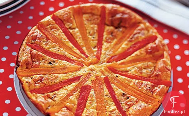 Karmelizowana cebula i pieczona papryka Frittata