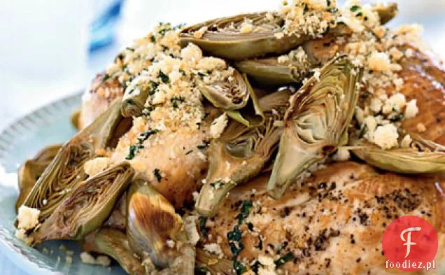 Pieczone w piecu piersi z kurczaka z karczochami i bułką tostową