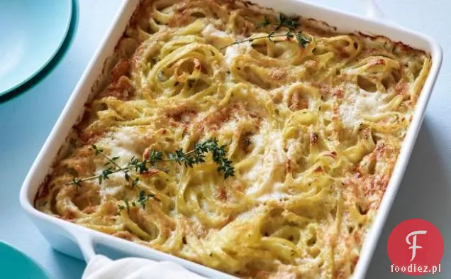 Kremowa pieczona Fettuccine z Asiago i tymiankiem