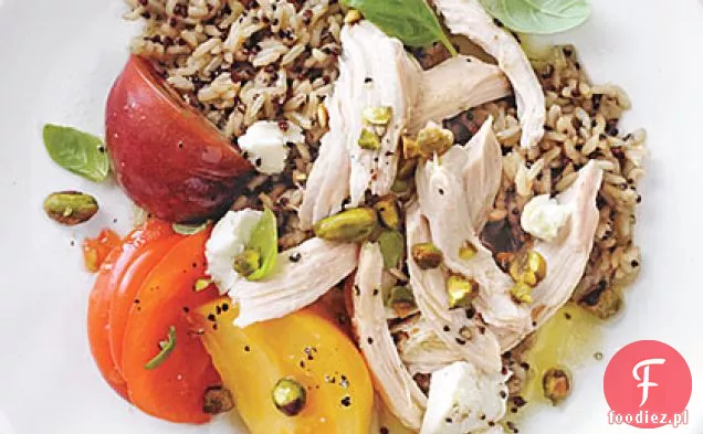 Sałatka z kurczakiem z winegretem pomarańczowo-pistacjowym