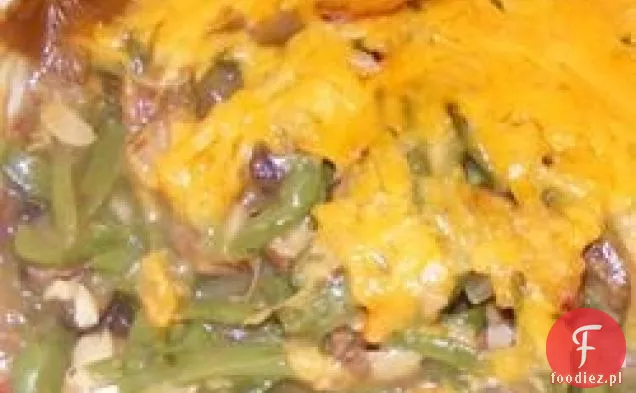 Zapiekanka z zieloną fasolą i grzybami Portobello