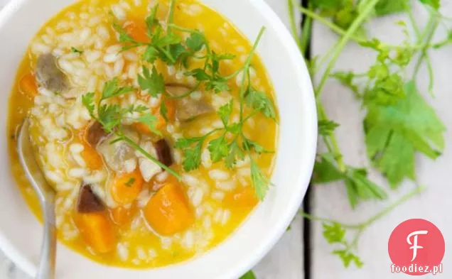 Red Kuri Squash And Wild Mushroom Risotto
