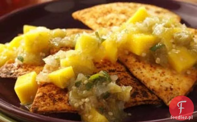 Przyprawione chipsy i pieczona Salsa Tomatillo