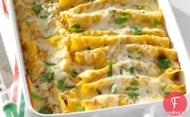 Krewetkowe Enchiladas z zielonym sosem