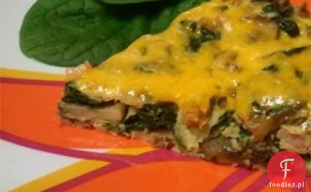 Garlicky Ham, Mushroom i szpinak Frittata