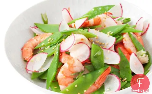 Sałatka z krewetek i groszku śnieżnego