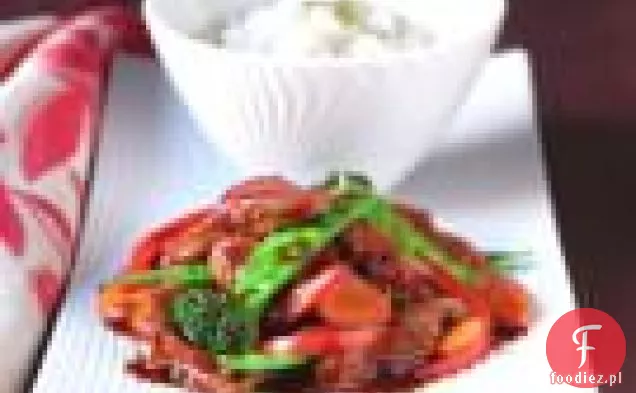 Słodki imbir sojowy wieprzowina i warzywa Stir-fry
