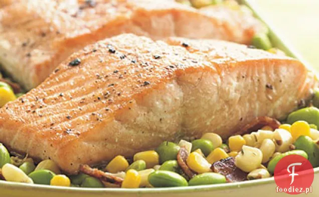 Pieczone filety z łososia z Sukkotaszem Edamame