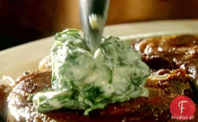 Pan pieczone Cowboy Ribeye ze śmietaną szwajcarski boćwina