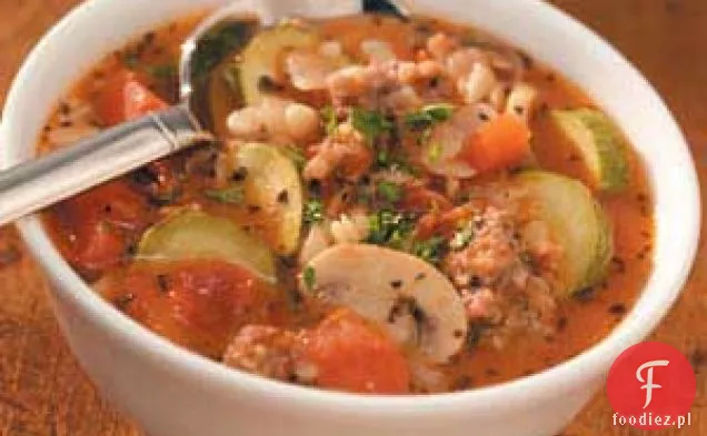 Włoska Zupa Z Kiełbasą Orzo