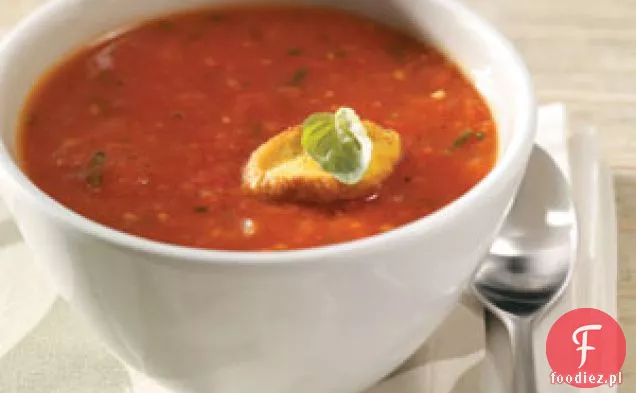 Pieczona zupa pomidorowa ze świeżą bazylią dla 2