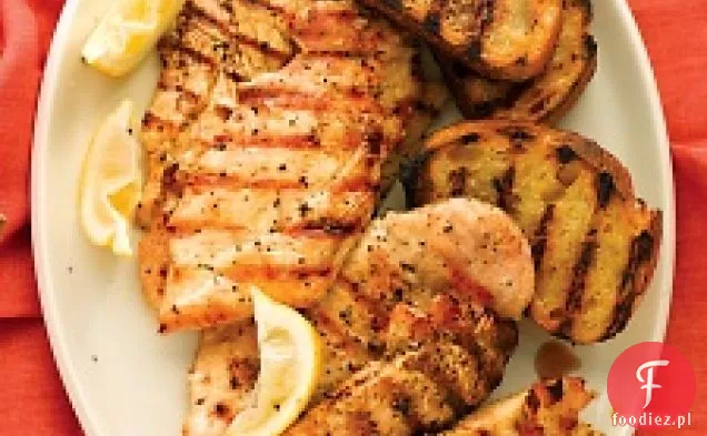 Grillowany Kurczak Cytrynowy Z Pieczywem Czosnkowym
