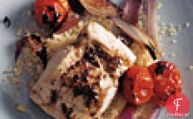 Mahimahi ze zwęgloną cebulą, pomidorami i Tapenadą Vinaigrette