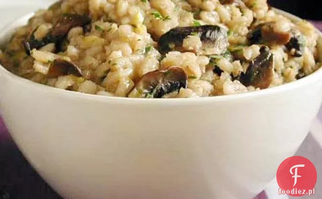 Jęczmienne Risotto z karmelizowanymi porami i pieczarkami