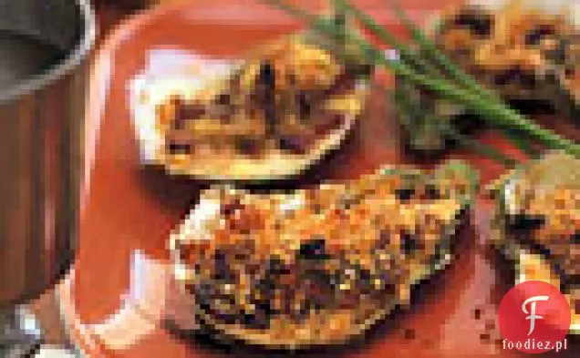 Pieczone ostrygi z boczkiem i porem