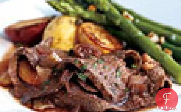 Przyprawiony mostek z porami i suszonymi morelami