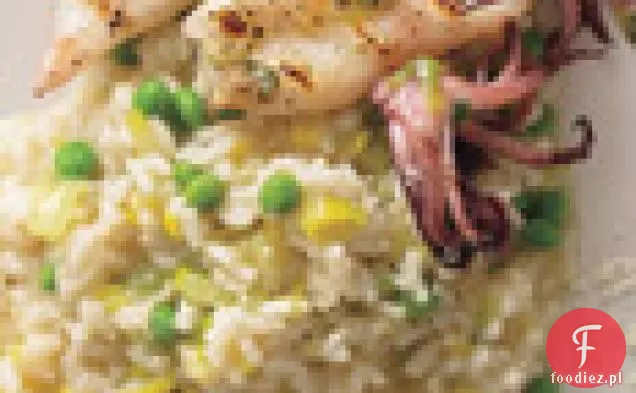 Risotto Z Porem I Groszkiem Z Grillowanymi Kalmarami