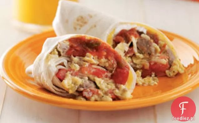 Burrito śniadaniowe z kiełbasą i serem