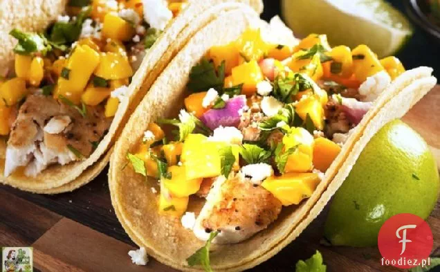 z książki kucharskiej Jillian Michaels Master Your Metabolism: pikantne Mahi Mahi i Tacos z rybami z Mango