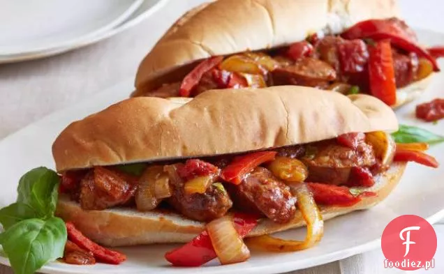 Kiełbasa, papryka i cebula