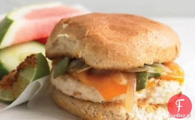Burger Z Kurczaka Z Pieczonym Poblano I Cebulą