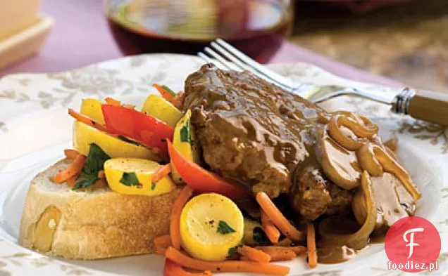 Stek Hamburger Ze Słodkim Sosem Cebulowo-Grzybowym