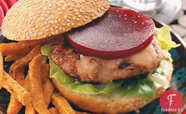 Cranburgery z frytkami ze słodkich ziemniaków