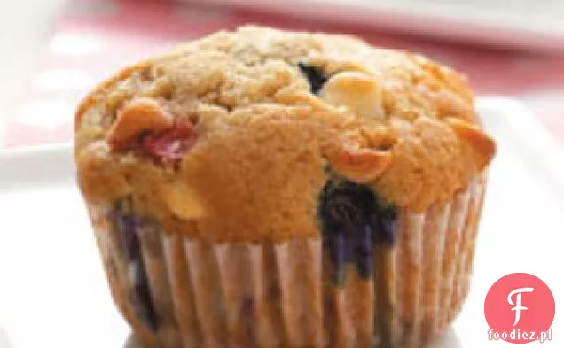 Muffinki w kolorze czerwonym, białym i niebieskim