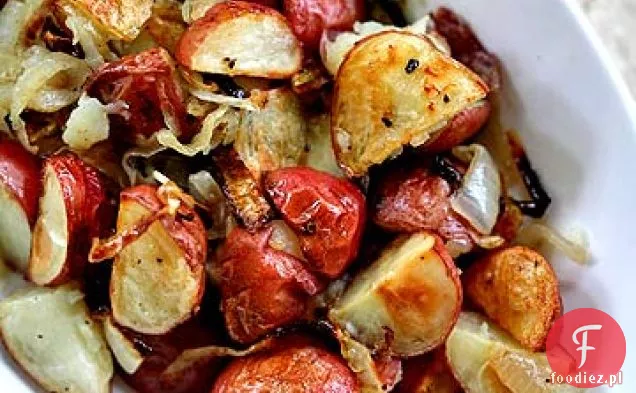 Pieczone Młode Ziemniaki Z Karmelizowaną Cebulą I Olejem Truflowym