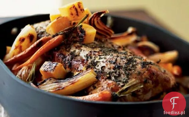 Pieczona wieprzowina i jesienne warzywa