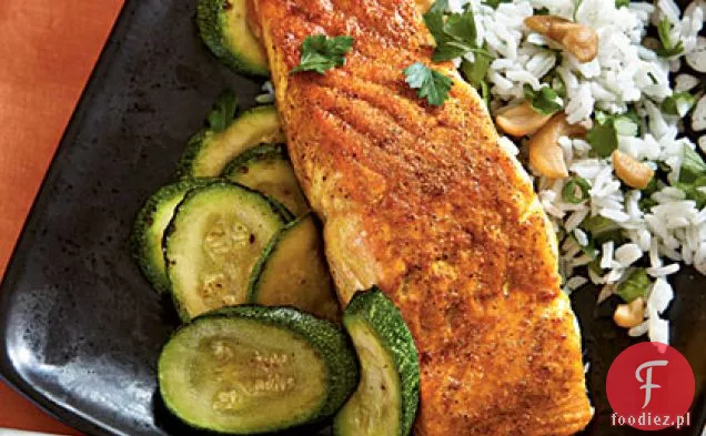 Łosoś po indyjsku z ryżem Basmati