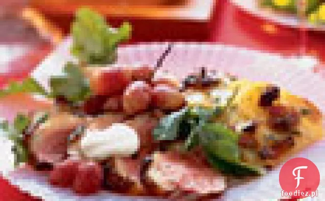 Pierś z kaczki z Crème Fraîche i pieczonych winogron