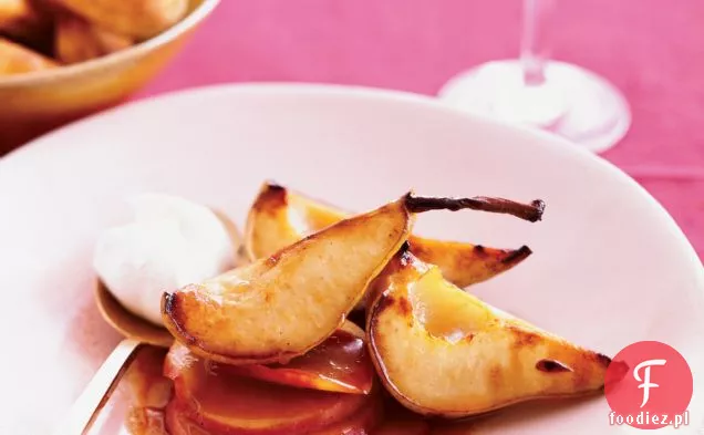 Moscato-pieczone gruszki i jabłka gotowane na cydrze