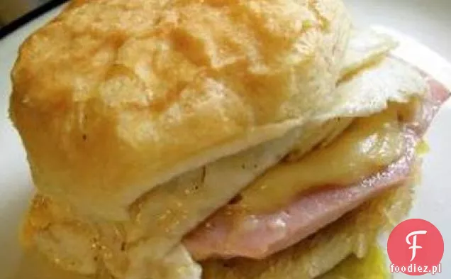 Gouda Ham And Egg Biscuit And Spicy Apple