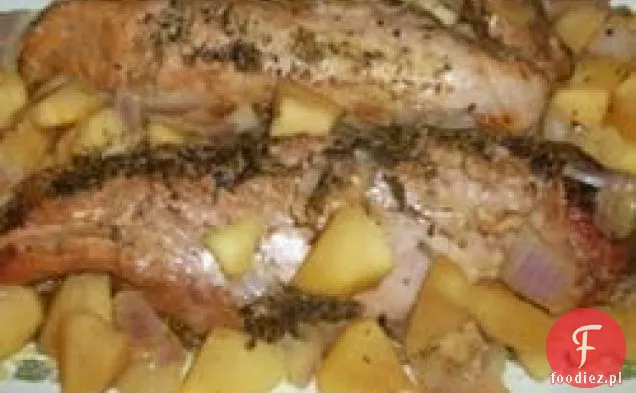 Herbed wieprzowina i jabłka