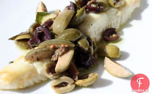 Tajny składnik (sardela): Halibut gotowany w oliwie z oliwek W