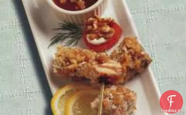 Orzech Crusted Salmon Bites With Apricot Ginger Dipping Sauce