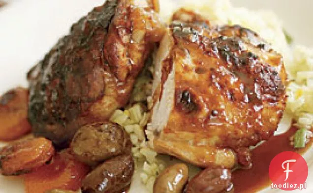 Hiszpański Kurczak pieczony miodowo-kminkowy z morelami i oliwkami