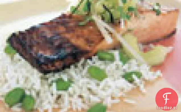 Miso-marynowany łosoś z ogórkiem-Daikon Relish