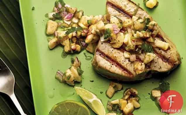 Grillowane owoce morza z salsą bananowo-limonkową