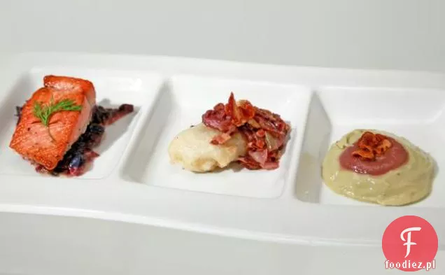Mus bananowo-awokado z karmelizowanym Puree z czerwonej cebuli