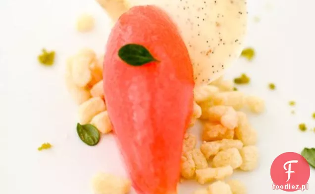 Biała Czekolada I Wanilia Bean Tuiles Z Sorbetem Blood Orange