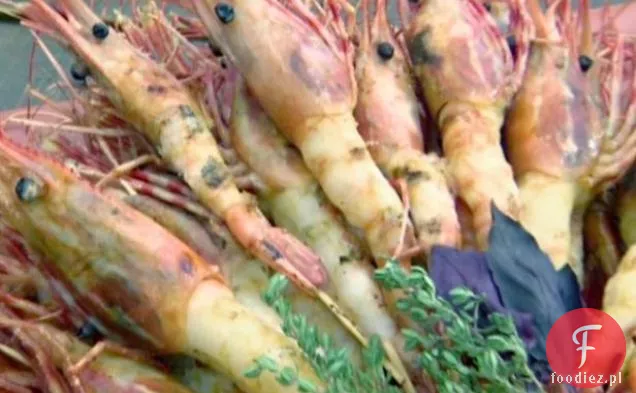 Grillowane krewetki Santa Barbara z krewetką pomarańczową