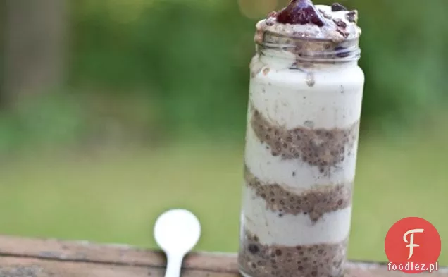 Cherry-blueberry Chocolate Vegan Overnight Oat Parfait