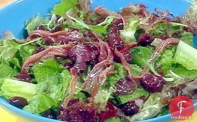 Mieszana Sałatka Zielona z cytryną, oliwkami i anchois