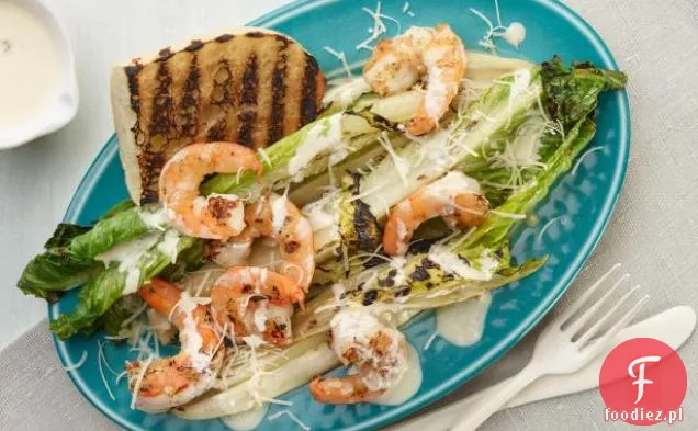 Grillowana Sałatka Cezar z krewetkami
