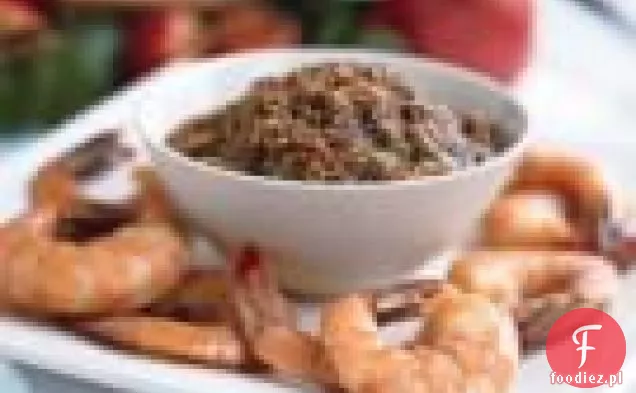 Gotowane krewetki z opiekanym sosem sezamowo-imbirowym