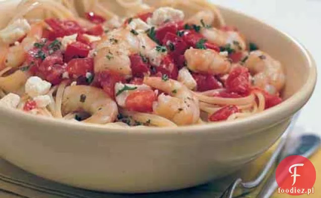 Pieczone krewetki z serem Feta